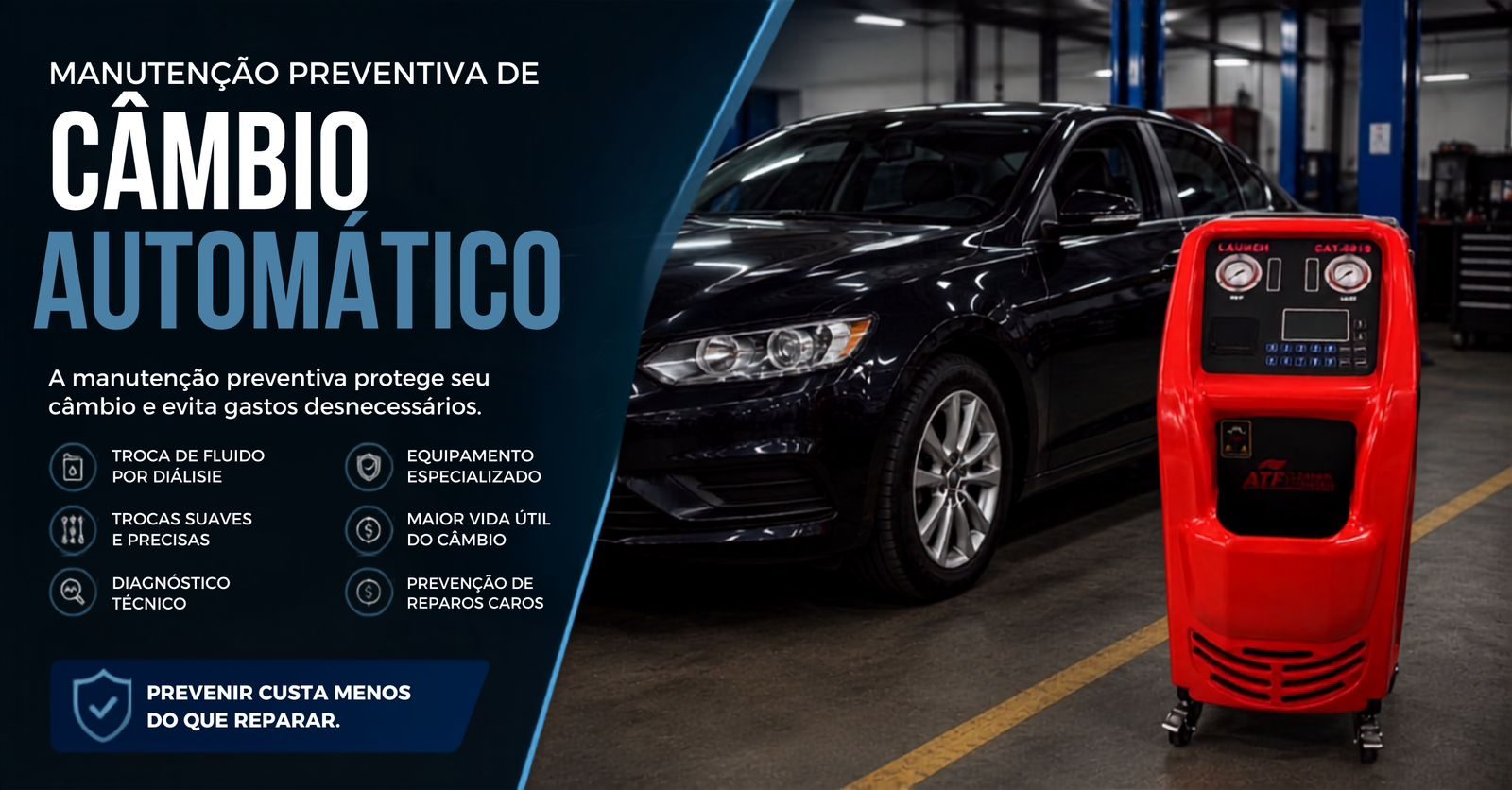 Manutenção preventiva de câmbio automático — troca de fluido por diálise