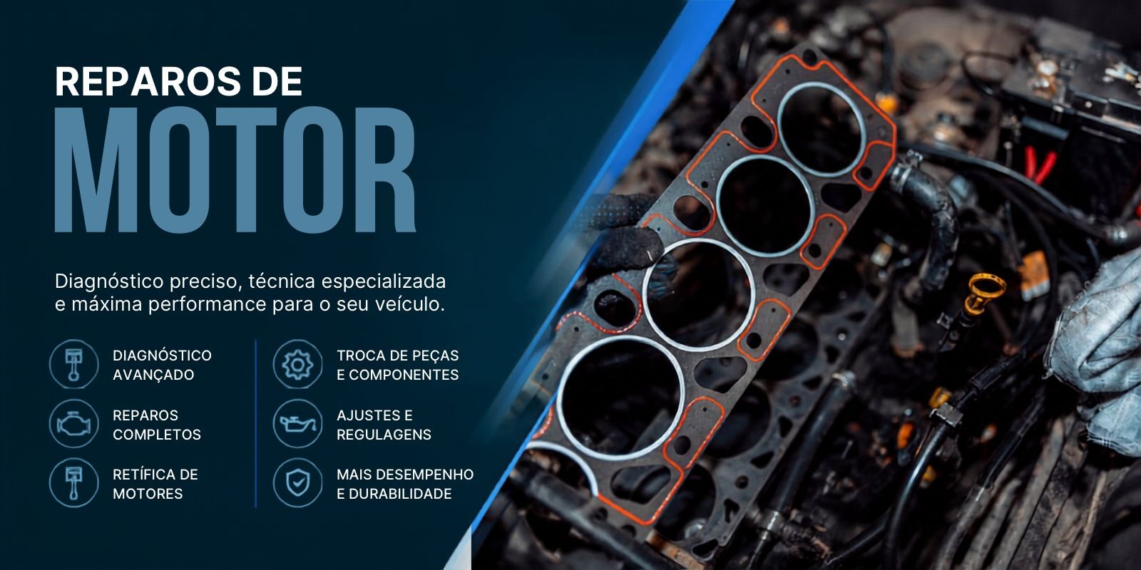 Reparos de motor — diagnóstico preciso e retífica